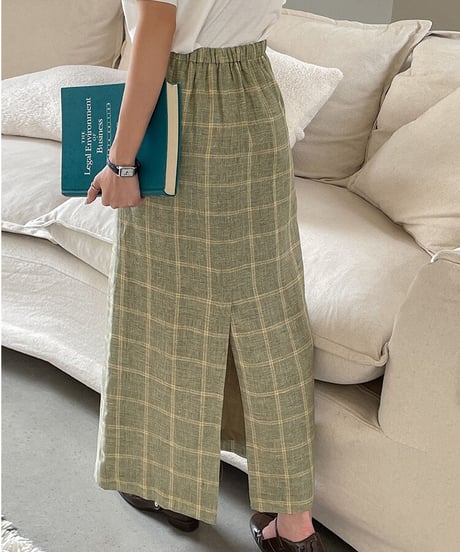 （linen 100%）linen check SET UP(下)/2color