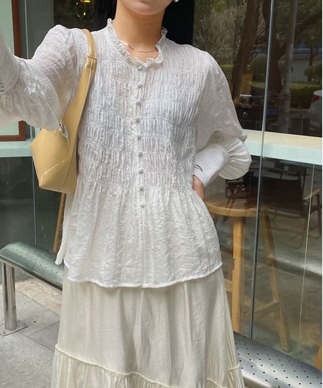 gather long cuffs blouse/3color