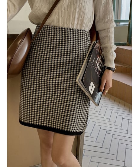 knit short skirt/2color