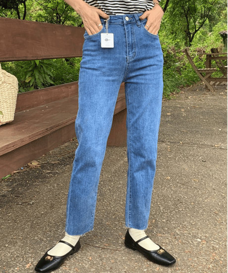 (meet me)cropped slim denim pants