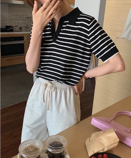 border skipper knit tee/2color
