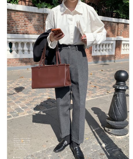[OUTLET]herringbone wool slacks/2color