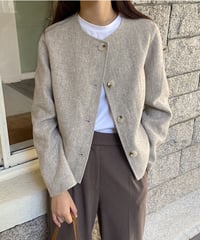 no collar short jacket 【Wool 100%】