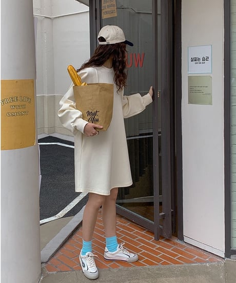 balloon sleeve middle one-piece/2color