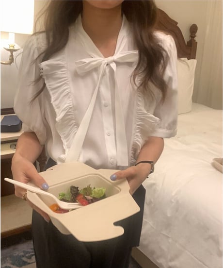 frill ribbon blouse(ネコポス)