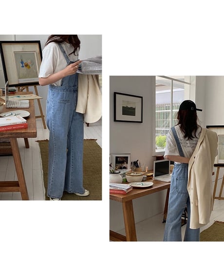 flare denim salopette/2color