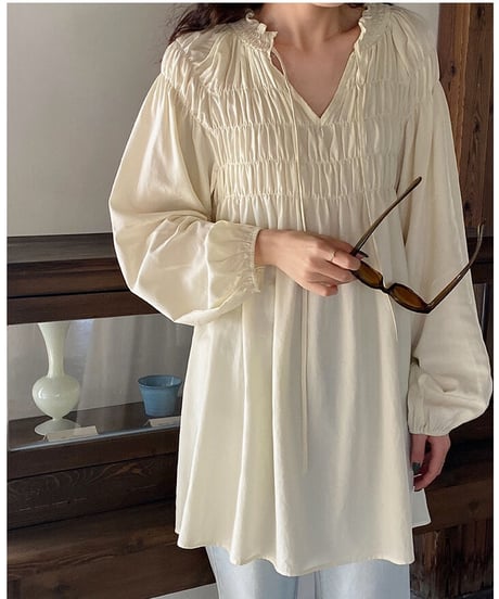 shirring gather tunic/2color