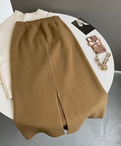 knit long skirt/4color