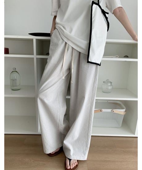 cotton linen stripe pant/2color
