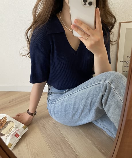 skipper knit shirt(half sleeve)/4color