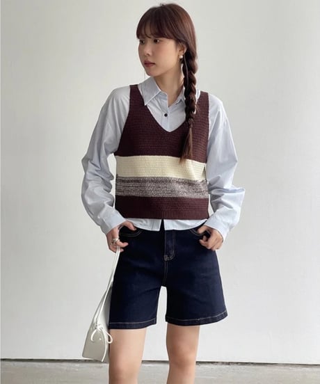 color block knit tops/2color(ネコポス)