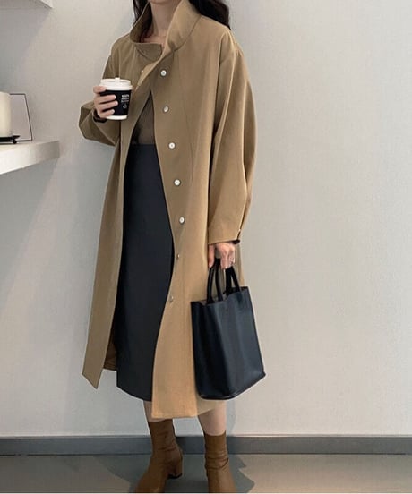 stand collar trench coat/2color