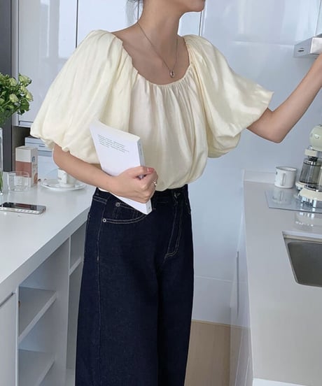 tulip sleeve blouse(half sleeve)/2color(ネコポス)