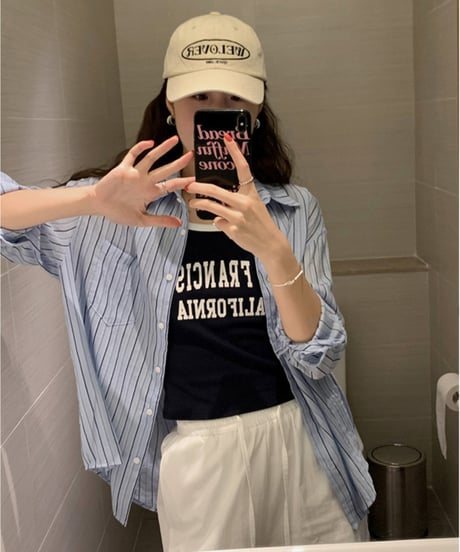 sheer stripe shirt/3color(ネコポス)