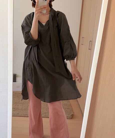 ribbon cotton tunic/4color