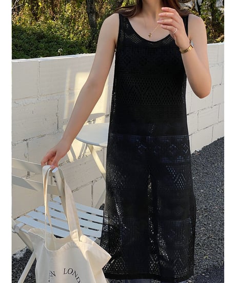【期間限定】lace long tank top dress/2color（ネコポス）