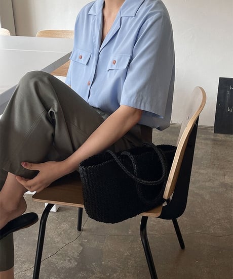 open collar half sleeve shirt/3color