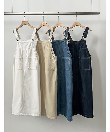 denim salopette skirt/4color