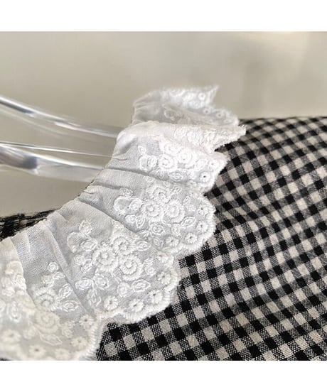 gingham check lace blouse(ネコポス)