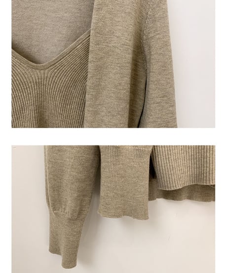 knit camisole & cardigan ensemble /4color
