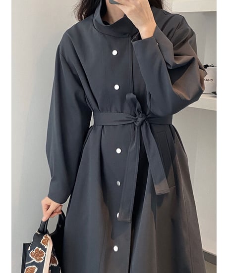 stand collar trench coat/2color