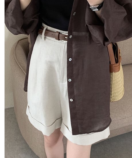 cotton linen half pants/3color
