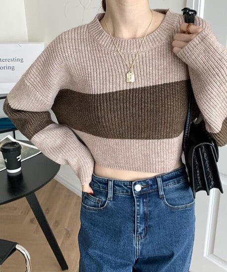 [OUTLET]short knit pullover