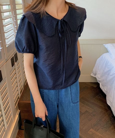 design collar ribbon blouse/3color