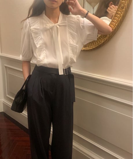 frill ribbon blouse(ネコポス)