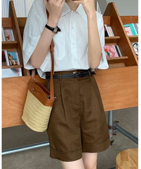 cotton linen half pants/3color