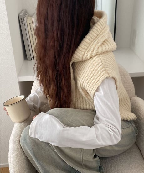 [OUTLET]hoodie knit vest/3color