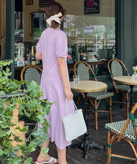 puff sleeve simple dress/3color