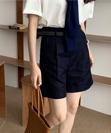 cotton linen half pants/3color