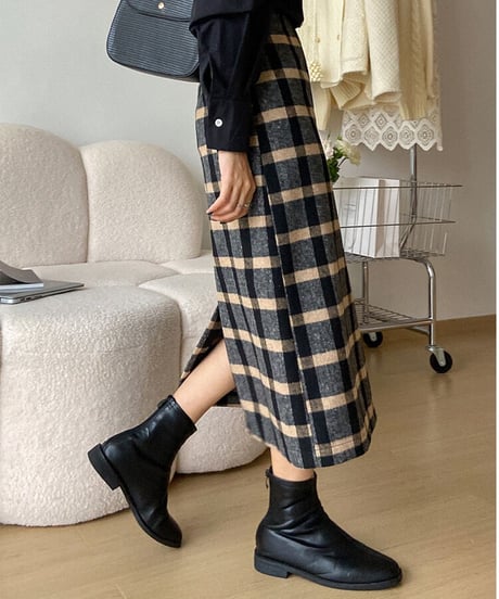 check medium skirt/2color