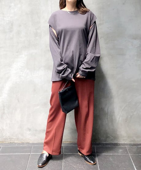 [OUTLET]3way sleeve slit Tee/2color