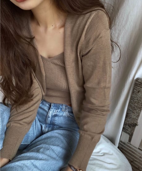 knit camisole & cardigan ensemble /4color