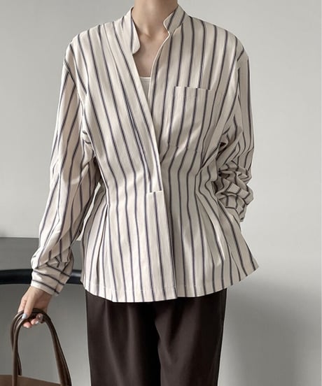 waist shape stripe shirt