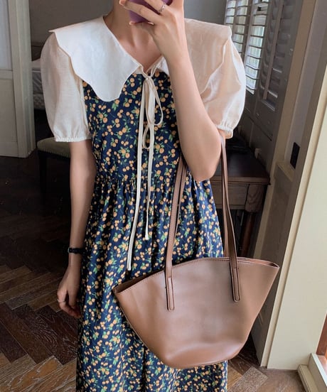 design collar ribbon blouse/3color