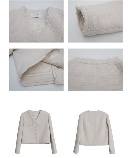 V neck tweed jacket/2color