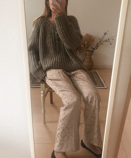 [ OUTLET]satin jacquard flare pants/2color