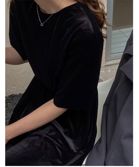 velour half sleeve dress/2color