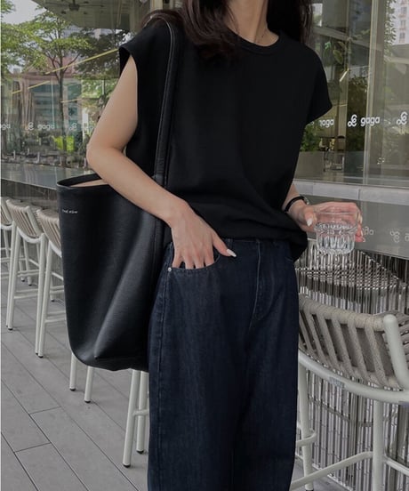 loose u neck vest tops/2color