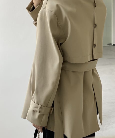 back button short trench coat/2color