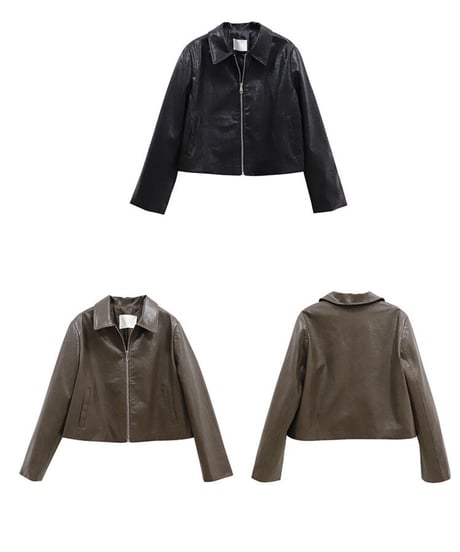 eco leather fastener jacket/2color