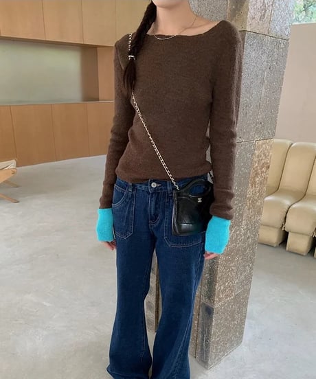 bi-color simple knit/2color(ネコポス)