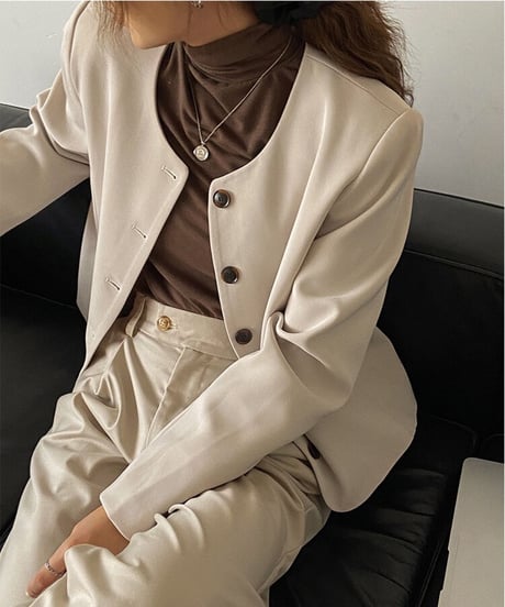 no collar button jacket/3color