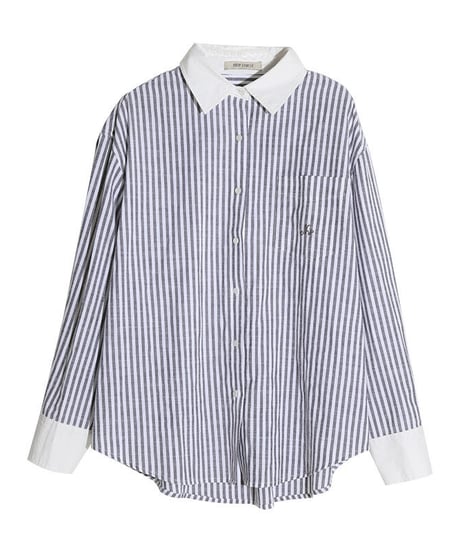 bi-color stripe shirt/2color