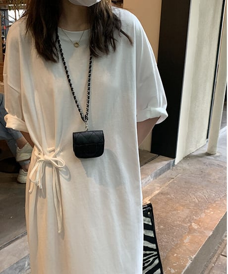 side ribbon T-shirt OP/2color