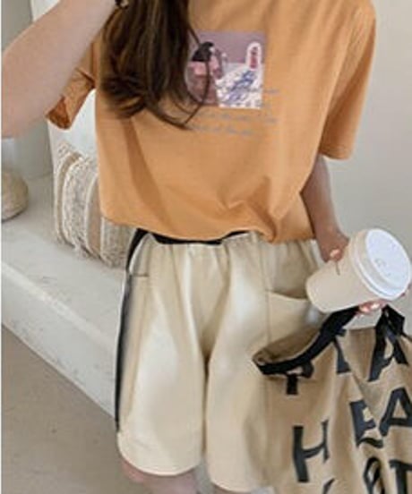 half work pants & belt/3color