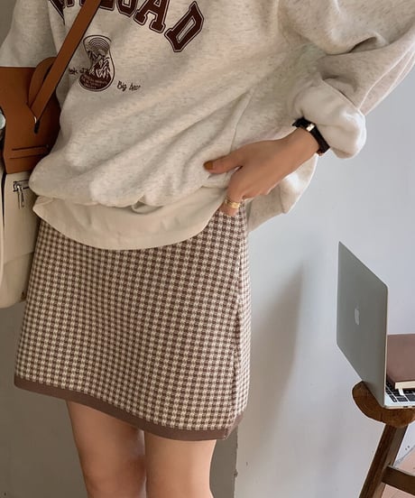 knit short skirt/2color